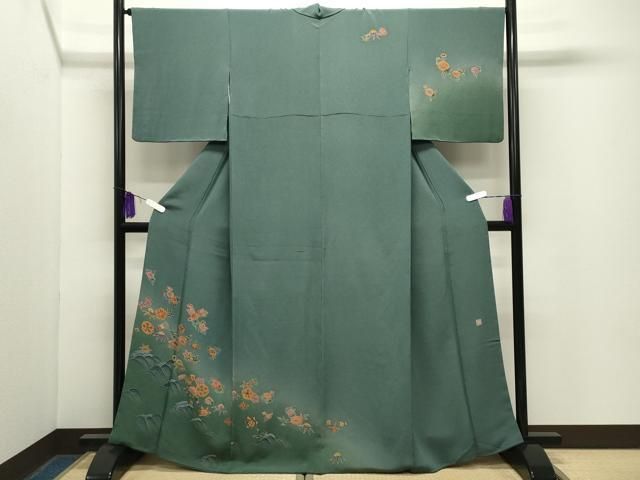 平和屋着物●訪問着　作家物　立波花文　暈し染め　鬼しぼ縮緬　正絹　逸品　CABG4654gh