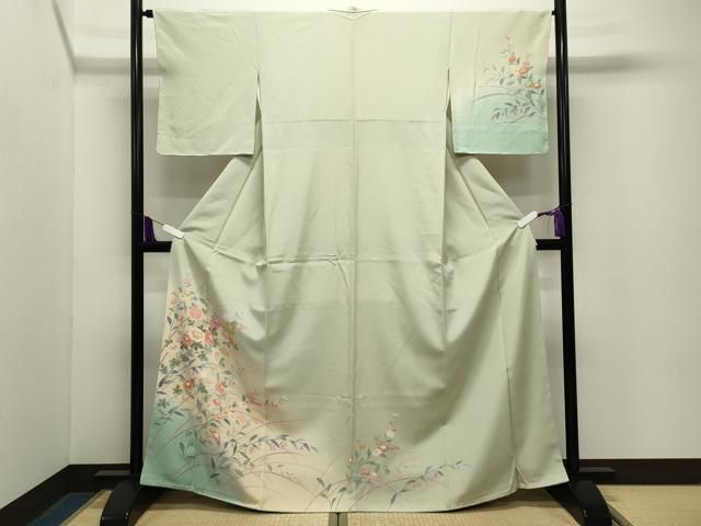平和屋着物●訪問着　友禅　作家物　草花文　暈し染め　正絹　逸品　未使用　CABG4656gh