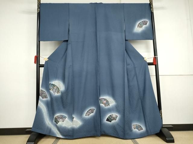 平和屋着物●訪問着　絞り　辻が花　地紙草花文　暈し染め　金彩　鈴乃屋扱い　正絹　逸品　AABJ3206cs