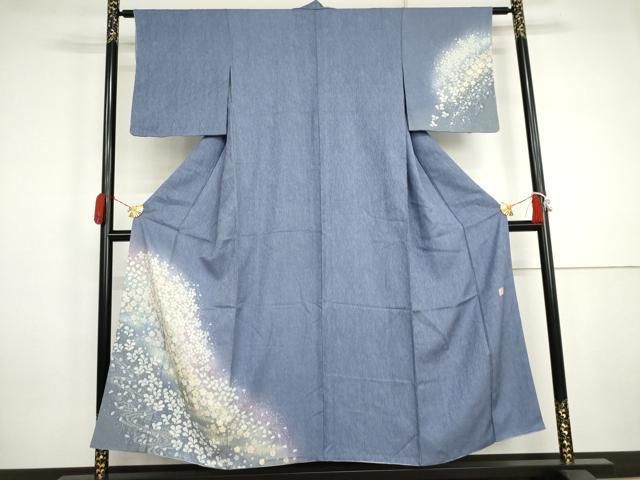 平和屋着物●吉乃一廉　幻の辻が花　訪問着　杢目絞り　流水草花文　暈し染め　金彩　さが美扱い　正絹　逸品　AABJ3207cs
