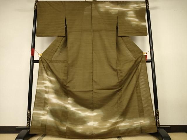 平和屋着物＊夏物　訪問着　絽紬　霞文　暈し染め　正絹　逸品　AABJ3309jd