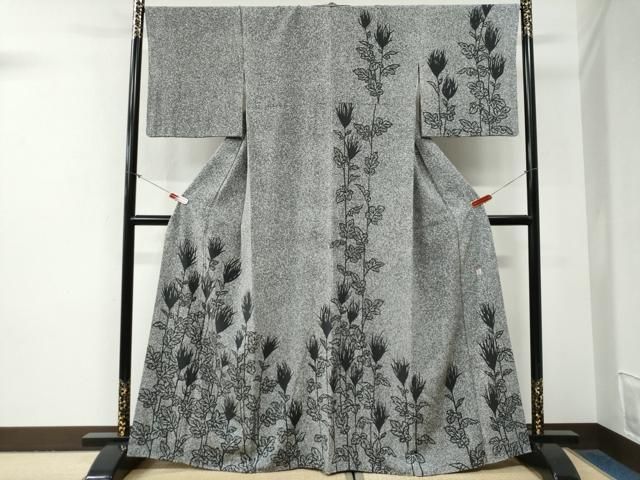 平和屋着物●訪問着　作家物　草花文　たたき染め　正絹　逸品　CABG0887yc