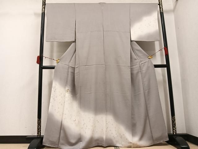 平和屋着物●訪問着　刺繍　草花文　暈し染め　金彩　正絹　逸品　AABJ3049ph