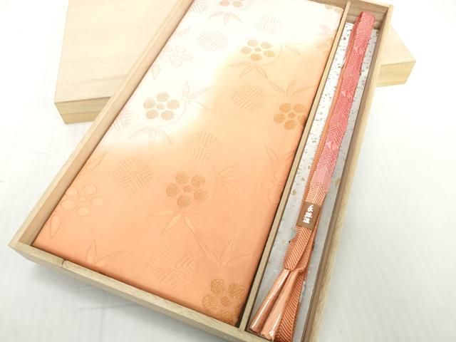 平和屋着物●和装小物　帯締め・帯揚げセット　草花文　笹浪組　金糸　逸品　未使用　DABD8883zzz