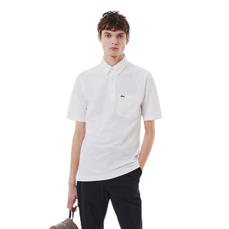 【新品】 LACOSTE(ラコステ) ポロシャツ [公式] 鹿の子地切り替え同色ストライプボタンダウンポロシャツ メンズ PH023J-99 ホワイト 5