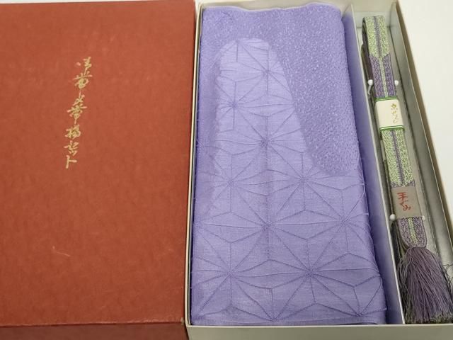 平和屋着物●和装小物　帯締め・帯揚げセット　霞麻の葉地紋　手組　金糸　逸品　未使用　DABH2064zzz