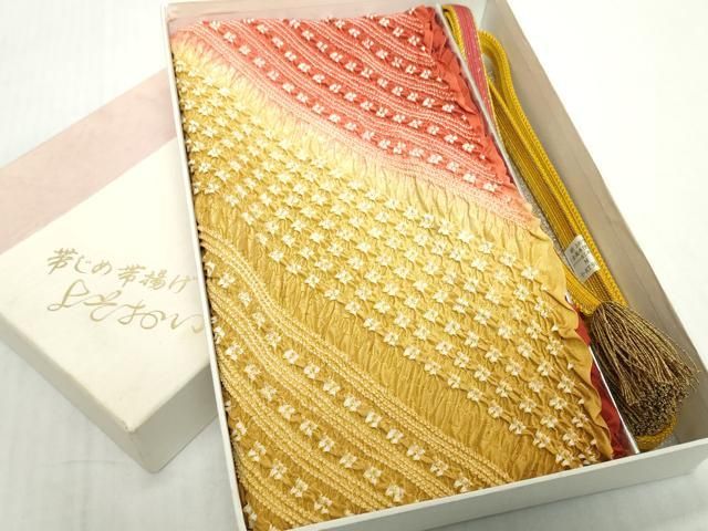 平和屋着物●和装小物　帯締め・帯揚げセット　中抜き絞り　斜線文　逸品　未使用　DABH2067zzz