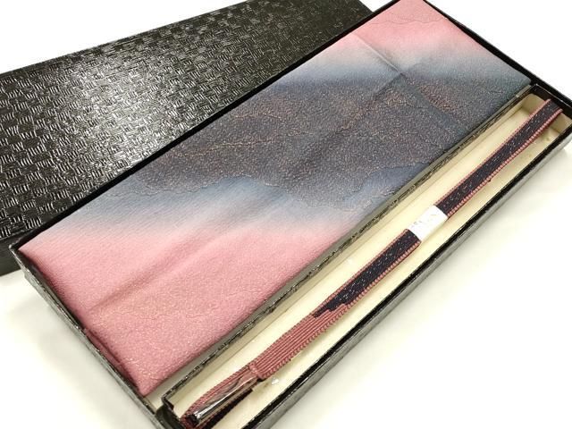 平和屋着物●和装小物　帯締め・帯揚げセット　平組　斜縞　金糸　暈し染め　逸品　未使用　AABJ8923ay