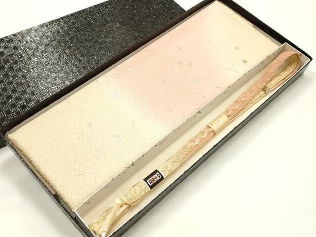 平和屋着物●和装小物　帯締め・帯揚げセット　笹浪組　芝花文　金銀彩　暈し染め　逸品　未使用　AABJ8928ay