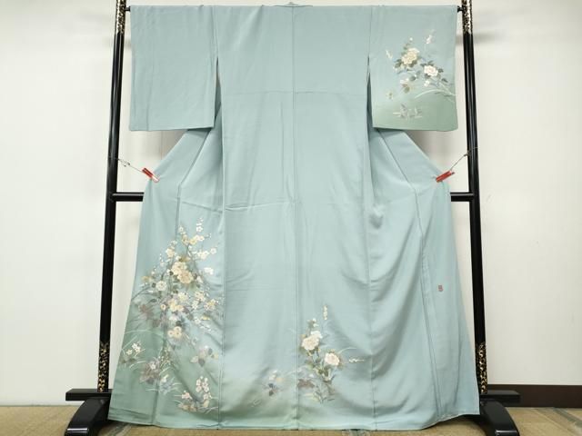 平和屋着物●中国三大刺繍　スワトウ刺繍　訪問着　枝花文　暈し染め　金彩　正絹　逸品　CABH9929ut