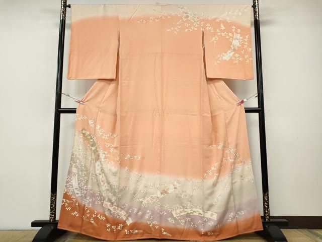 平和屋着物●訪問着　短冊草花文　暈し染め　金彩　正絹　逸品　CABH9930ut