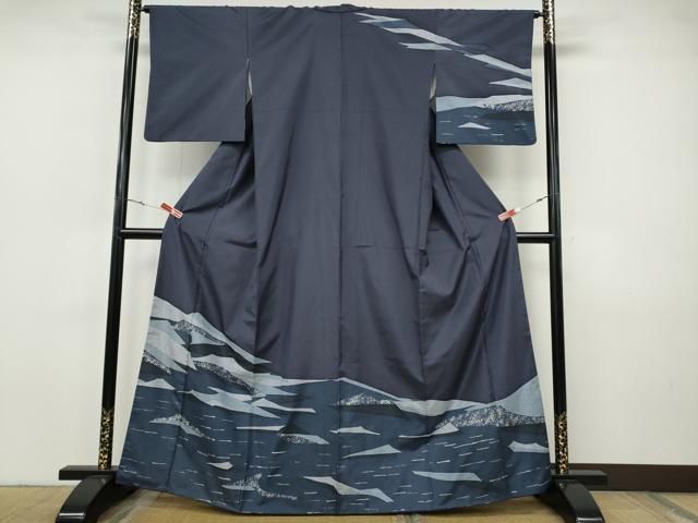 平和屋着物●訪問着　本場縞大島紬　遠山文　正絹　逸品　CABH9941ut