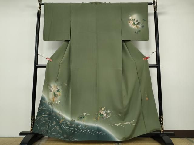平和屋着物●螺鈿作家　藤本隆士　訪問着　螺鈿　飛鶴瓢箪蔦の葉花文　暈し染め　金銀彩　正絹　逸品　CABH9944ut