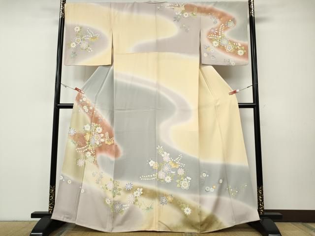 平和屋着物●訪問着　道長舞花文　暈し染め　金彩　正絹　逸品　CABH9965ut