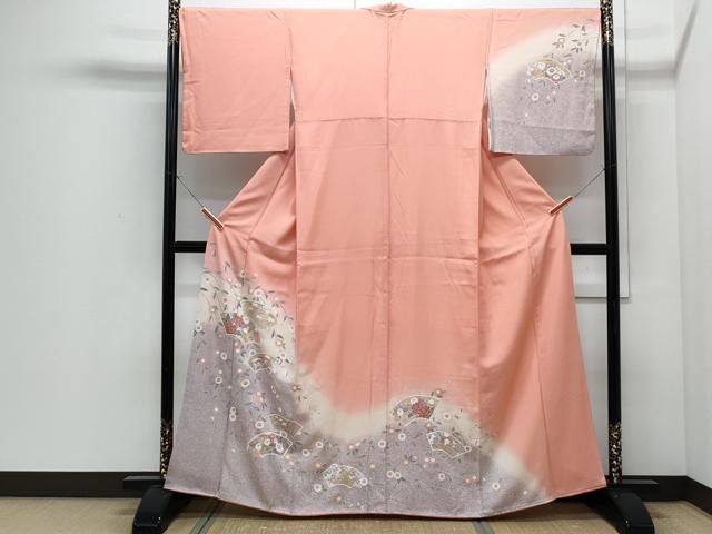 平和屋着物●訪問着　地紙花文　暈し染め　金彩　正絹　逸品　CABI1466th
