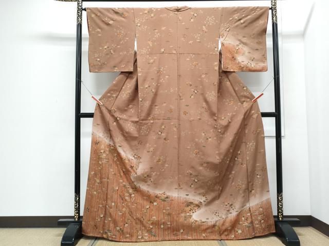 平和屋着物●訪問着　草花文　暈し染め　金彩　正絹　逸品　CABI1472th