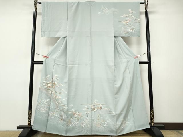 平和屋着物●訪問着　駒刺繍　渡橋草花文　暈し染め　正絹　逸品　CABH9970ut