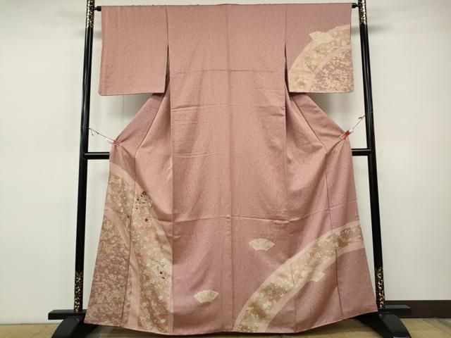 平和屋着物●訪問着　刺繍　地紙花文　金彩　正絹　逸品　CABH9972ut