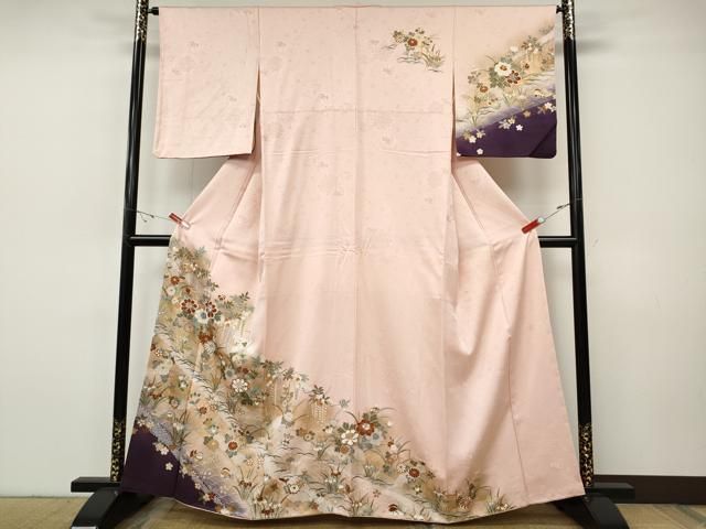 平和屋着物●訪問着　鴛鴦花文　暈し染め　金彩　正絹　逸品　CABH9973ut