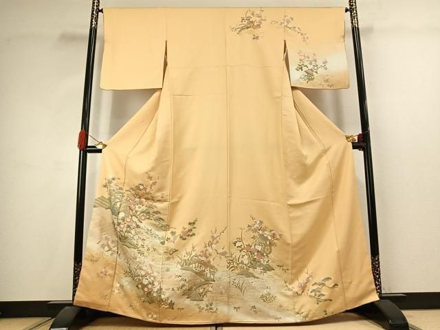 平和屋着物●訪問着　御所車花文　暈し染め　金彩　正絹　逸品　AABJ4648fy