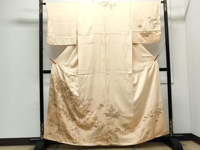 平和屋着物●訪問着　扇面花蝶文　暈し染め　金銀彩　正絹　逸品　未使用　CABI1480th