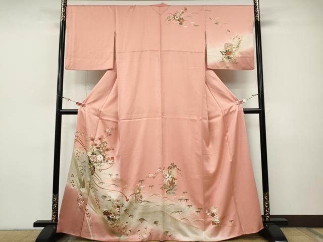 平和屋着物●訪問着　短冊重ね花車文　暈し染め　金彩　正絹　逸品　CABH9977ut