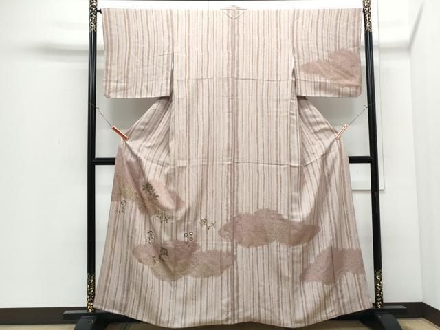平和屋着物●訪問着　相良刺繍　雲取り花文　暈し染め　金彩　正絹　逸品　CABI1481th