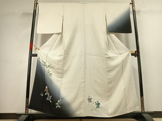 平和屋着物●訪問着　人物花文　暈し染め　金彩　正絹　逸品　AABJ4653fy
