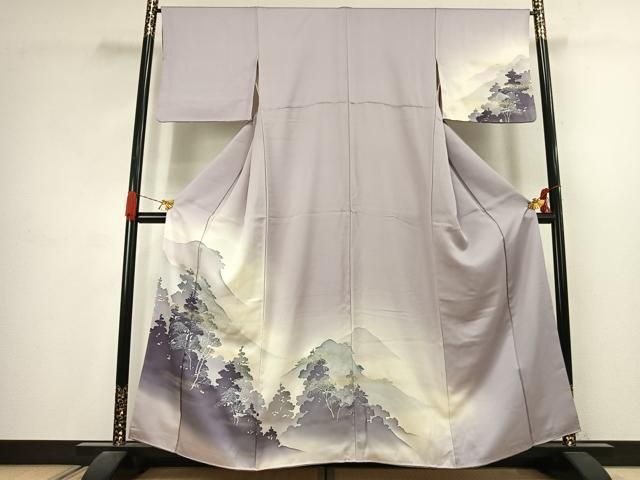平和屋着物●訪問着　風景樹林文　暈し染め　金銀彩　正絹　逸品　AABJ4669fy