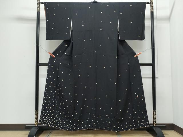 平和屋着物●訪問着　作家物　あられ　黒地　正絹　逸品　CABI1538th