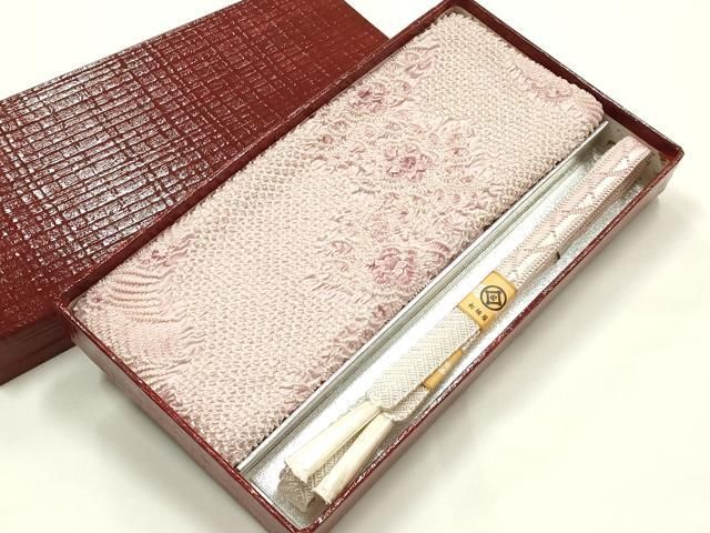 平和屋着物●和装小物　帯締め・帯揚げセット　笹浪組　柄絞り　立波花文　暈し　松坂屋扱い　正絹　逸品　未使用　AABJ9452ay
