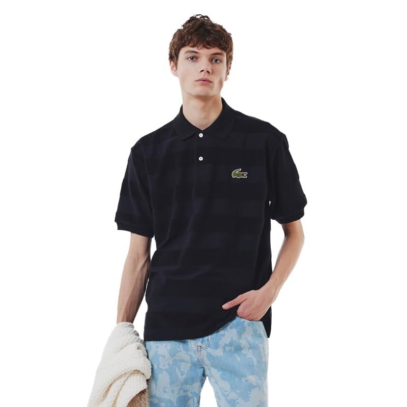 【新品】 LACOSTE(ラコステ) ポロシャツ [公式] パイル地切り替え同色ボーダーポロシャツ メンズ PH022J-99 ブラック 2
