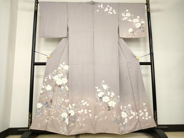 平和屋着物●訪問着　枝花文　暈し染め　金彩　正絹　逸品　AABK0097ck