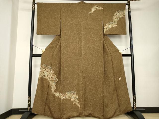 平和屋着物●樋熊哲也　訪問着　辻が花　絞り　手描き　訪問着　辻が花　雲取り花文　正絹　逸品　AABK0100ck