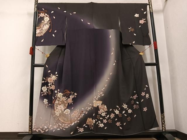 平和屋着物●訪問着　地紙源氏香花文　暈し染め　金彩　正絹　逸品　AABJ9431ph
