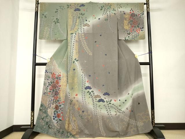 平和屋着物●訪問着　舞花文　暈し染め　正絹　逸品　AABK0113ck