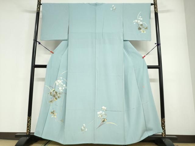 平和屋着物●訪問着　友禅　作家物　草花文　正絹　逸品　DABG2649ud