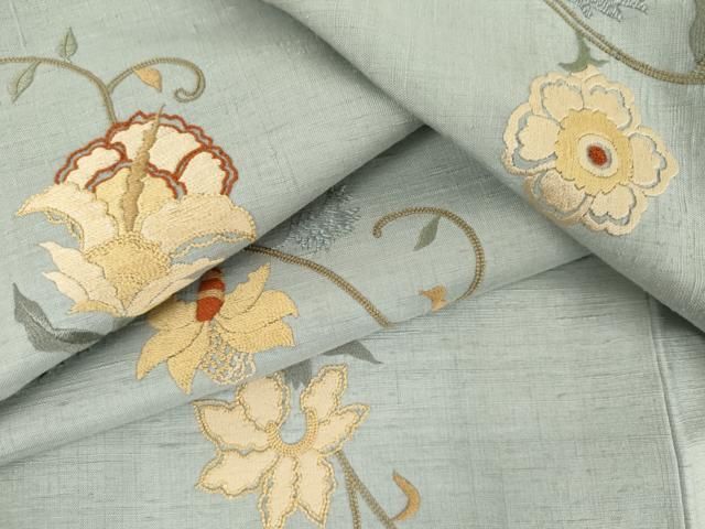 平和屋着物●訪問着　紬地　総刺繍　更紗花唐草文　正絹　逸品　未使用　AABJ9974cs