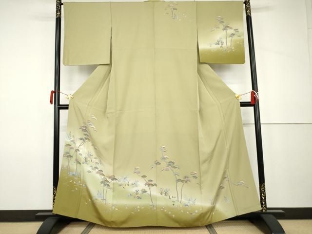 平和屋着物●訪問着　友禅　作家物　流水枝松文　暈し染め　正絹　逸品　AABJ9977cs