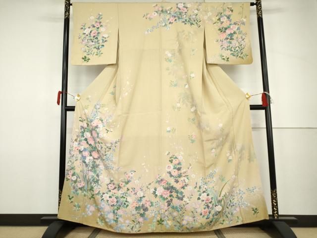 平和屋着物●訪問着　友禅　花鳥文　暈し染め　正絹　逸品　未使用　AABJ9984cs