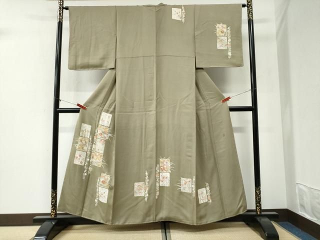 平和屋着物●訪問着　作家物　駒刺繍　色紙草花文　金彩　正絹　逸品　未使用　CABI2250yc