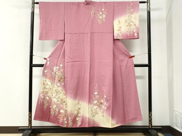 平和屋着物●中国三大刺繍 スワトウ刺繍 訪問着 熨斗草花文 暈し染め 金彩 やまと誂製 正絹 逸品 CABI2286yc