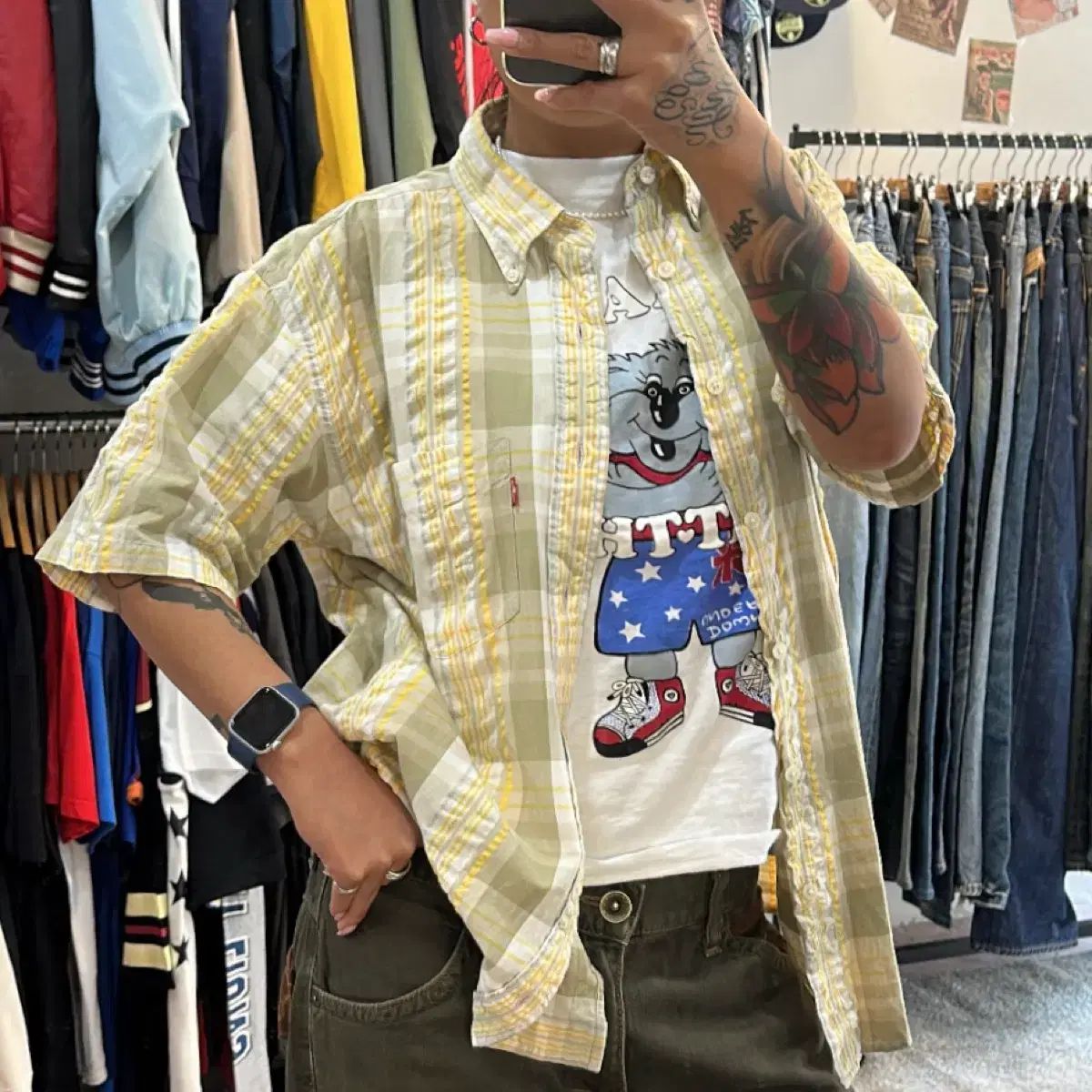 LEVI'S 赤タブ MULTI マルチCOLOR チェック 半袖 シャツL