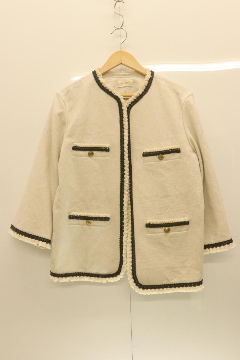 【中古】 DES PRES レディースジャケット F コットンリネンハイカウントクロス ミディジャケット DES PRES F ライトグレー 無地 10,998円