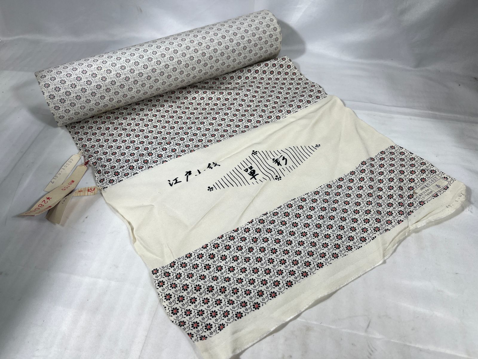 江戸小紋　單彩　反物　着物　和装　小紋　絹　100%　裁縫　リメイク　ハンドメイド　工芸品　工芸　昭和レトロ　昭和　レトロ