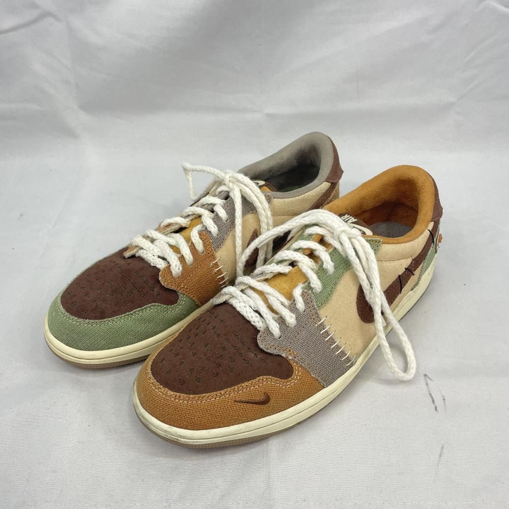 【中古】ZION WILLIAMSON NIKE AIR JORDAN 1 LOW OG Flax and Oil Green 27.5㎝ DZ7292-200 ザイオン ウィリアムソン ナイキ エアージョーダンワン[79]