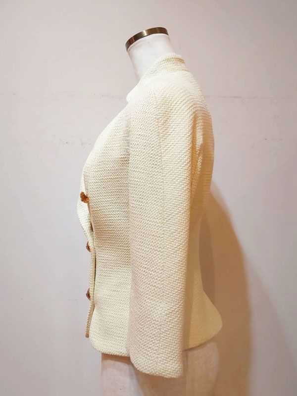 【未使用・新品】【公式正規取扱い】ELISABETTA FRANCHI(エリザベッタフランキ) ツイード ジャケット 7分袖 インポート イタリア製 38