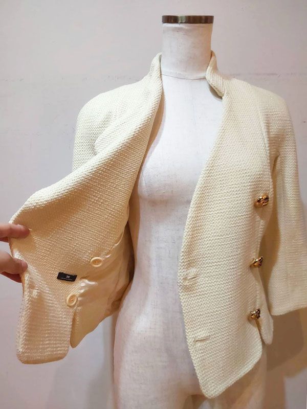 【未使用・新品】【公式正規取扱い】ELISABETTA FRANCHI(エリザベッタフランキ) ツイード ジャケット 7分袖 インポート イタリア製 38