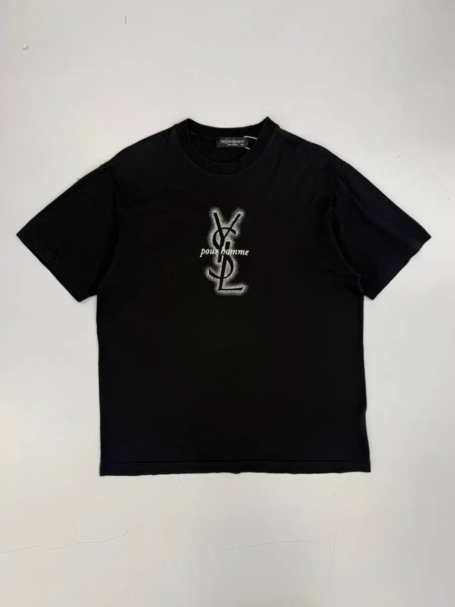 イヴ・サンローラン 90s ルーズフィット ビックロゴ ブラック 半袖Tシャツ