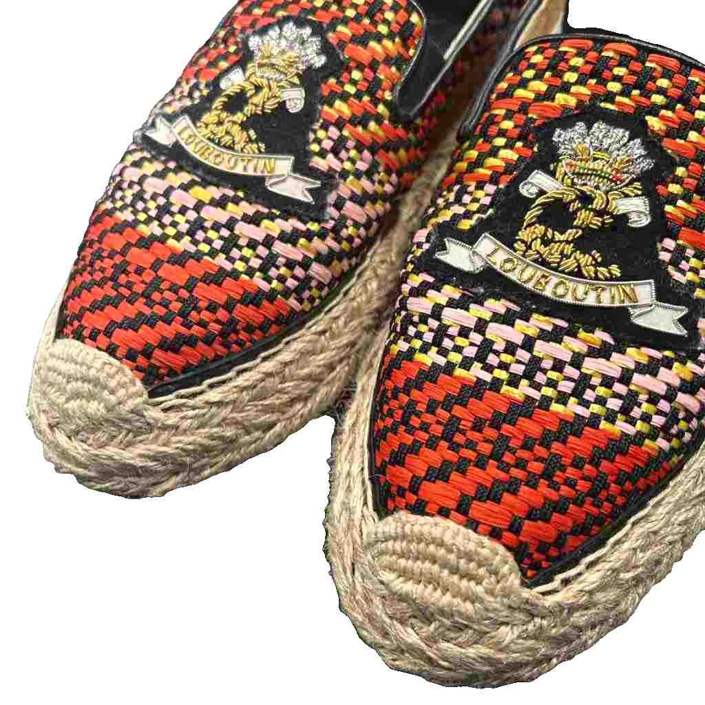 クリスチャンルブタン Christian louboutin エスパドリーユ スリッポン シューズ 36 マルチカラー